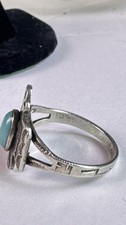 Native American Thunderbird Turquoise Ring Fred Harvey Whirling Logs 1930s 8.75 - Additional view 1