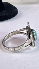 Native American Thunderbird Turquoise Ring Fred Harvey Whirling Logs 1930s 8.75 - Additional view 2