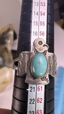 Native American Thunderbird Turquoise Ring Fred Harvey Whirling Logs 1930s 8.75 - Additional view 13