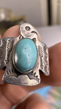 Native American Thunderbird Turquoise Ring Fred Harvey Whirling Logs 1930s 8.75 - Additional view 18