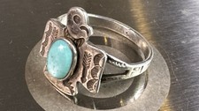 Native American Thunderbird Turquoise Ring Fred Harvey Whirling Logs 1930s 8.75 - Additional view 3