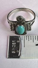 Native American Thunderbird Turquoise Ring Fred Harvey Whirling Logs 1930s 8.75 - Additional view 8