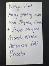 Native American Fred Harvey Era Sterling Silver Turquoise Snake Cuff Bracelet - Additional view 17