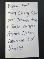 Native American Fred Harvey Era Sterling Silver Turquoise Snake Cuff Bracelet - Additional view 8