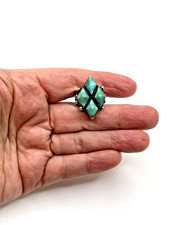 VTG Silver Ring Size 7.5 Green Turquoise Fred Harvey Style Native American - Additional view 12