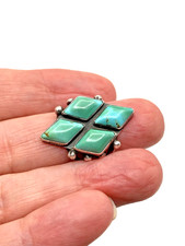 VTG Silver Ring Size 7.5 Green Turquoise Fred Harvey Style Native American - Additional view 14