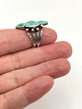 VTG Silver Ring Size 7.5 Green Turquoise Fred Harvey Style Native American - Additional view 15