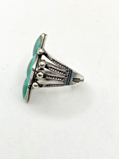 VTG Silver Ring Size 7.5 Green Turquoise Fred Harvey Style Native American - Additional view 6
