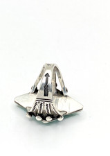VTG Silver Ring Size 7.5 Green Turquoise Fred Harvey Style Native American - Additional view 9