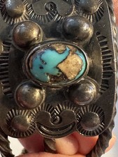 Old Pawn~Fred Harvey Era~ Navajo Turquoise & Sterling Silver Cuff Bracelet ~7