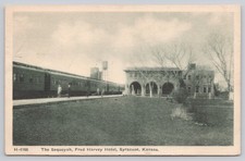 Syracuse Kansas Fred Harvey Hotel The Sequoyah Hotel Train Railroad 1938 PC