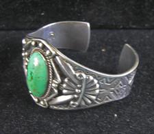 Maisels Navajo Fred Harvey Era Turquoise & Sterling Silver Cuff Bracelet 45.6g - Additional view 1