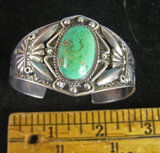 Maisels Navajo Fred Harvey Era Turquoise & Sterling Silver Cuff Bracelet 45.6g - Additional view 6