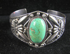 Maisels Navajo Fred Harvey Era Turquoise & Sterling Silver Cuff Bracelet 45.6g