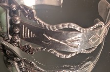 Antique Native American Fred Harvey Silver Snake Cuff Bracelet Turquoise With... - Additional view 3