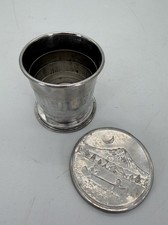 Vintage FRED HARVEY Collapsible Metal Tin Camping Cup Mountains and Canoe Scene