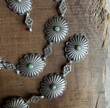 Vintage Fred Harvey Era Turquoise Sterling Silver Concho Belt Native American - Additional view 1