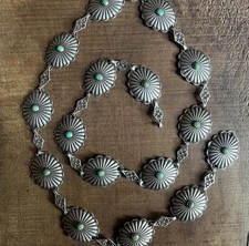 Vintage Fred Harvey Era Turquoise Sterling Silver Concho Belt Native American - Additional view 2