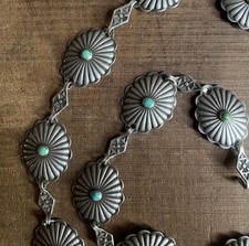 Vintage Fred Harvey Era Turquoise Sterling Silver Concho Belt Native American - Additional view 3