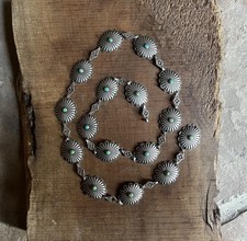 Vintage Fred Harvey Era Turquoise Sterling Silver Concho Belt Native American