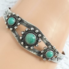 Vintage Fred Harvey Era Turquoise Thunderbird Cuff Bracelet Satellite Raindrops  - Additional view 5