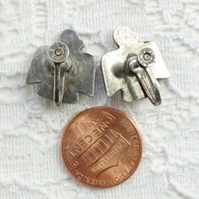 Vintage Navajo Green Turquoise & Sterling Thunderbird Earrings Fred Harvey Era - Additional view 6