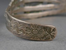 Early Old Navajo Pawn Silver Cerillos Turquoise Fred Harvey Cuff Bracelet - Additional view 1