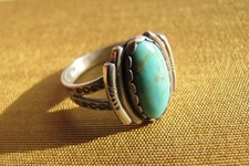 Vintage Maisels TRADING POST STERLING SILVER & TURQUOISE RING Fred Harvey 6.75 - Additional view 2