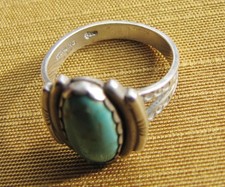 Vintage Maisels TRADING POST STERLING SILVER & TURQUOISE RING Fred Harvey 6.75 - Additional view 3