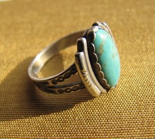 Vintage Maisels TRADING POST STERLING SILVER & TURQUOISE RING Fred Harvey 6.75 - Additional view 4