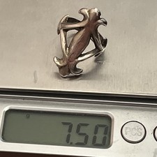 Vintage Early Fred Harvey Native Navajo Sterling Silver Sand Cast Ring Size 6 - Additional view 13