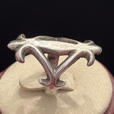 Vintage Early Fred Harvey Native Navajo Sterling Silver Sand Cast Ring Size 6 - Additional view 3