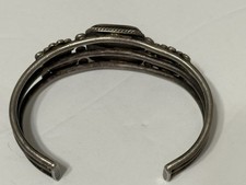 Vtg Native American Sterling Silver Petrified Wood Cuff Bracelet Fred Harvey Era - Additional view 6