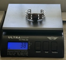 Vtg Native American Sterling Silver Petrified Wood Cuff Bracelet Fred Harvey Era - Additional view 9