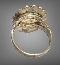 Vtg Fred Harvey Era Sterling Silver Foil Art Glass Ring SZ 5 Beautiful!! READ! - Additional view 3