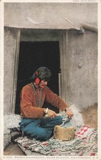 Albuquerque, New Mexico Postcard Navaho Silversmith Fred Harvey c 1920s M5