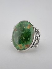 Vtg Fred Harvey Era Navajo Sterling Silver Cerrillos Turquoise Stamped Ring - Additional view 2