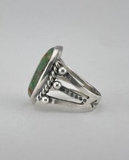 Vtg Fred Harvey Era Navajo Sterling Silver Cerrillos Turquoise Stamped Ring - Additional view 5