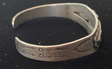 Vintage Fred Harvey Bracelet-Silver Arrow Stamp-Coin Silver-Old Turquoise - Additional view 3