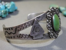 Fred Harvey Era NAVAJO Naturl CERRILLOS TURQUOISE Sterling Silver SNAKE Bracelet - Additional view 7