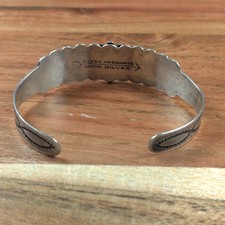 Fred Harvey Era Turquoise Arrow Navajo Stamped  Sterling Silver Bracelet Cuff - Additional view 5