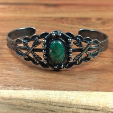 Fred Harvey Era Turquoise Arrow Snake Navajo Sterling Silver Bracelet Cuff - Additional view 7