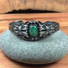 Fred Harvey Era Turquoise Arrow Snake Navajo Sterling Silver Bracelet Cuff