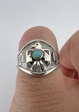 Vtg BELL TRADING POST Fred Harvey Era Sterling Silver Turquoise Thunderbird Ring