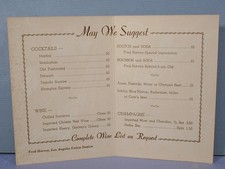 Fred Harvey Menu + Cocktail Menu + Napkin Los Angeles Union Station 1949 - Additional view 4