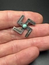 Fred Harvey Era Navajo Whirling Log Turquoise Sterling Silver 925 Pin - Additional view 2