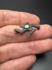 Fred Harvey Era Navajo Whirling Log Turquoise Sterling Silver 925 Pin - Additional view 3