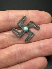 Fred Harvey Era Navajo Whirling Log Turquoise Sterling Silver 925 Pin