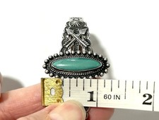 Vintage Fred Harvey Era Native American Turquoise Stamped Arrow Sterling Cuff - Additional view 9