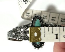 Vintage Fred Harvey Era Native American Turquoise Stamped Arrow Sterling Cuff - Additional view 10